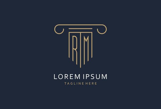 RM initial with pillar shape logo design, creative monogram logo design for law firm