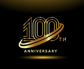 Golden 100 year anniversary celebration logo design inspiration