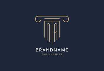 NA initial with pillar shape logo design, creative monogram logo design for law firm