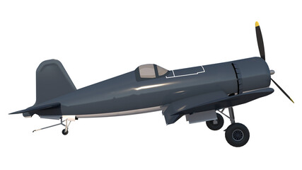 Light aircraft 1-Lateral view white background 3D Rendering Ilustracion 3D