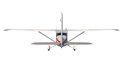 Light aircraft 2-Back view white background 3D Rendering Ilustracion 3D