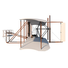 Wright Flyer 1- Lateral view white background 3D Rendering Ilustracion 3D