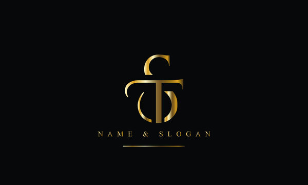 ST, TS, S, T abstract letters logo monogram