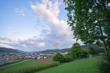 Fototapeta na wymiar landscape with a road Lovely Switzerland 