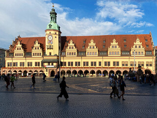 Fototapeta premium Das alte Rathaus in Leipzig, öffentlicher Grund