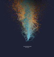 Abstract colorful wavy emitted particles background. Conceptual element design template. Modern vector illustration