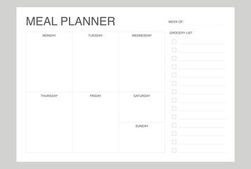 Simple Weekly Meal Planner template, schedule