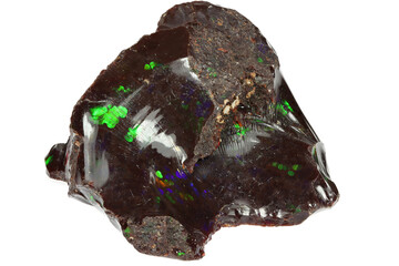 chocolate opal from Shewa, Ethiopoa isolated on white background