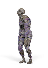 mummy is looking up on white background