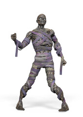 mummy is on guard in white background