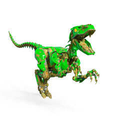 Obraz premium rusty raptor robot is doing a boo pose