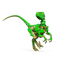 Fototapeta premium rusty raptor robot is trying to stop