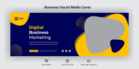 Business marketing social media facebook cover banner post template - obrazy, fototapety, plakaty