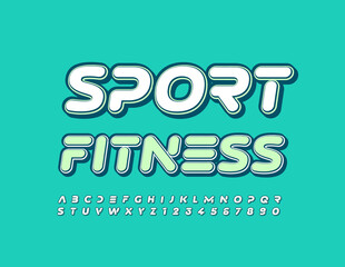 Vector creative Sign Sport Fitness. Modern original Font. Stylish bright  Alphabet Letters and Numbers set © Popskraft