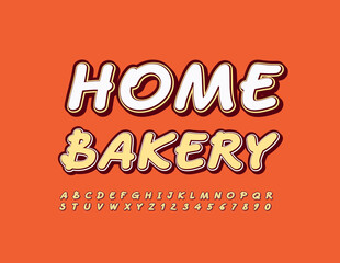 Vector bright Banner Home Bakery. Modern Handwritten Font. Creative Alphabet Letters and Numbers set