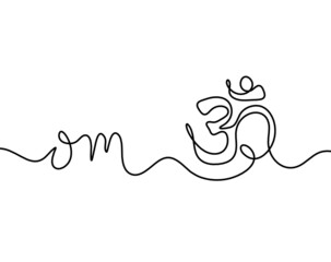 Sign of OM as line drawing on the white background. Vector