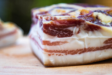 Raw meat and pork. Kitchen, rustic gastronomy and cooking.