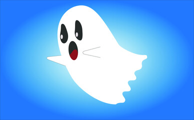 cute halloween ghost with scary face