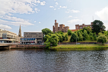 Inverness Castle and Sheriff Court from the banks of the River Ness - Highlands of Scotland -...
