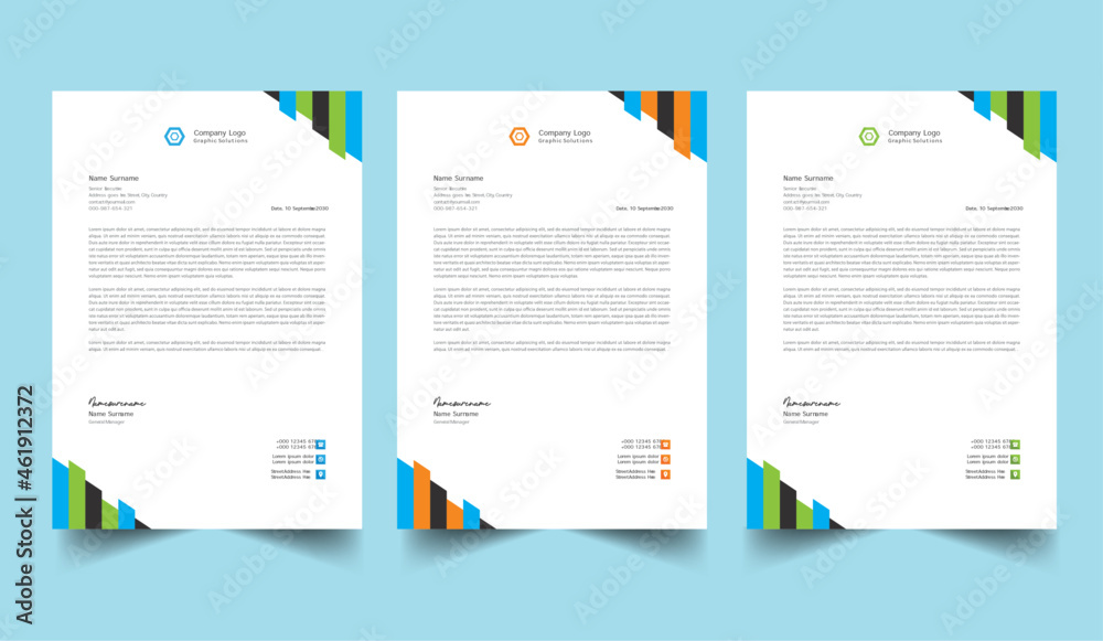 Wall mural modern business letterhead template