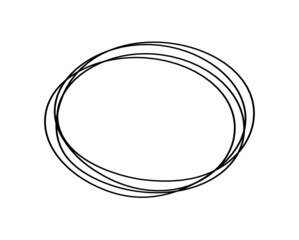 Abstract black oval as line drawing on white as background. Vector