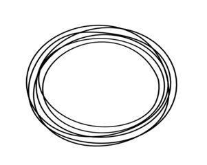 Abstract black oval as line drawing on white as background. Vector