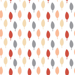 Vector autumn seamless pattern  on a light background. Autumn leaves in grey, red-brown, pink. Flat. Suitable for cards,  invitations, paper and others