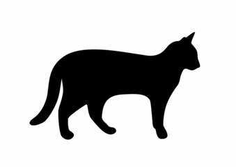 Cat silhouette icon. Vector illustration template for print design. Halloween pet.