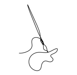 Abstract palette with tassel as line drawing on white background. Vector