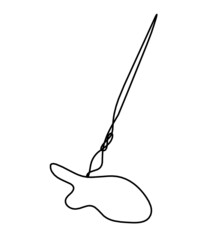 Abstract palette with tassel as line drawing on white background. Vector