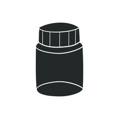 Empty Pill Container Icon Silhouette Illustration. Medicine Vector Graphic Pictogram Symbol Clip Art. Doodle Sketch Black Sign.