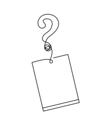 Naklejka premium Abstract paper with paper clip as line drawing on white background. Vector