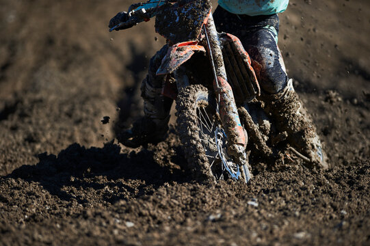 Motocross stuck in the mud