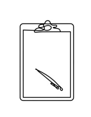 Abstract paper with pen as line drawing on white background. Vector