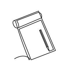 Abstract paper with pen as line drawing on white background. Vector