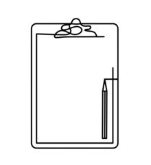 Abstract paper with pen as line drawing on white background. Vector