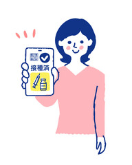 スマートフォンでワクチンパスポートを見せている女性
