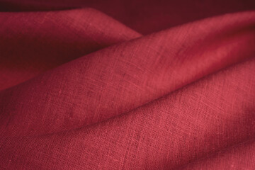 Natural linen fabric texture, red fabric