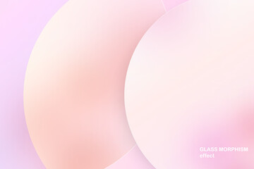 Modern background with glass morphism vector effect. Transparent glass card design. Glassmorphism trend style. Abstract banner with colored, white circles with blur and shadows. Vector illustration