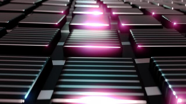 circular motion of the camera around a group of rectangular microcircuits. looping animation