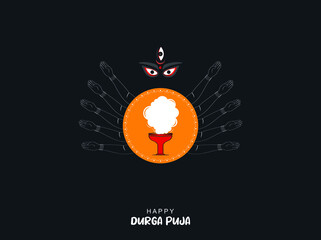 Happy Durga Puja Background Goddess Durga Hand Stylish for Hindu Festival Shubh Navratri or Durga Puja. vector illustrations