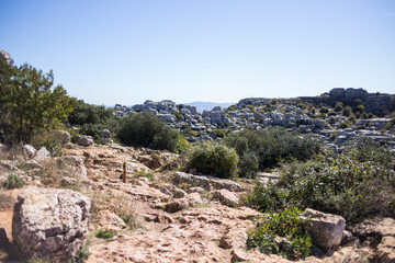 Fototapeta na wymiar Torcal de Antequera en la provincia de Malaga, comunidad autonoma de Andalucia o Andalusia, pais de España o Spain