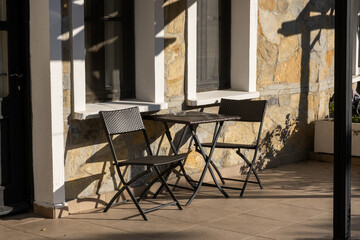 table and chair by the window