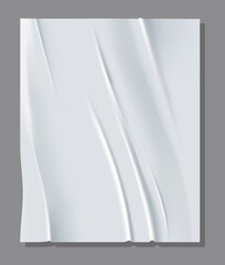 Realistic white sheet of crumpled paper.  poster mockup.  illustration of wrinkled paper texture. Background template