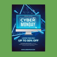 realistic cyber monday flyer template vector design illustration