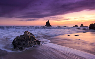 I took this photo at El matador state beach during sunset time.