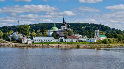 Fototapeta na wymiar Russia. Sheksna river. The Resurrection Goritsky Monastery in the village of Goritsy