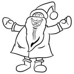 Santa Claus line art vector. Black white christmas vector. Sketch Santa Claus. Santa Christmas