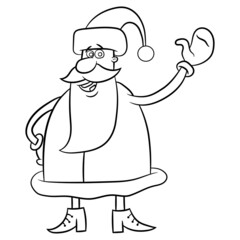 Santa Claus line art vector. Black white christmas vector. Sketch Santa Claus. Santa Christmas