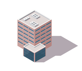 Offices isometric. Architecture building facade of business center. Infographic element. Architectural  3d illustration